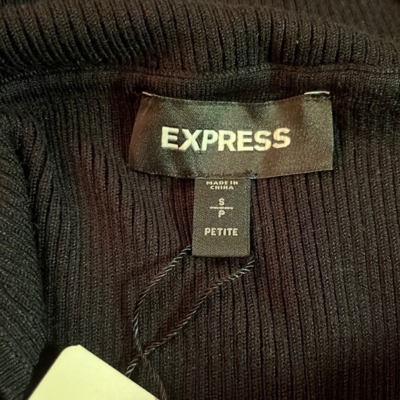 Express Black Off the Shoulder Ribbed Knit Top, Women’s Size Small Petite. - Picture 5 of 7